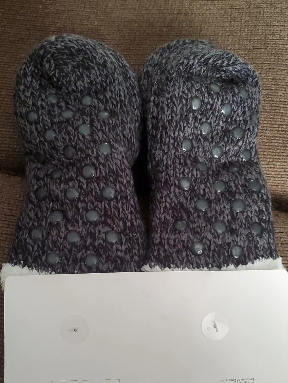 Fuzzy Babba Gray Cat Indoor Slipper Socks